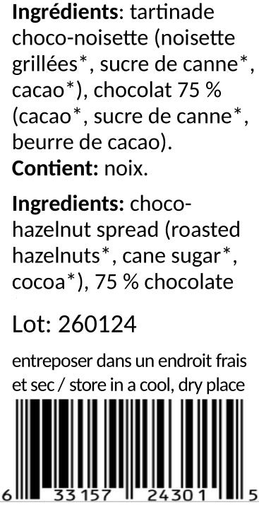 Coeur en chocolat 75% choco-noisette