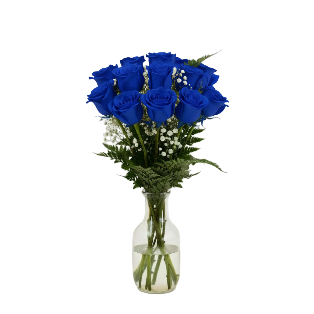 Bouquet - 12 roses bleues